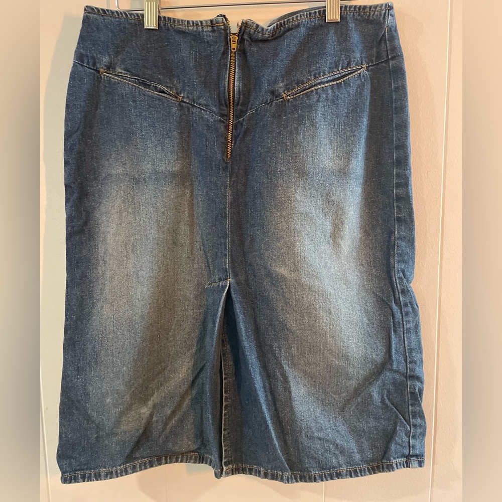 Anthropologie denim skirt with front slit